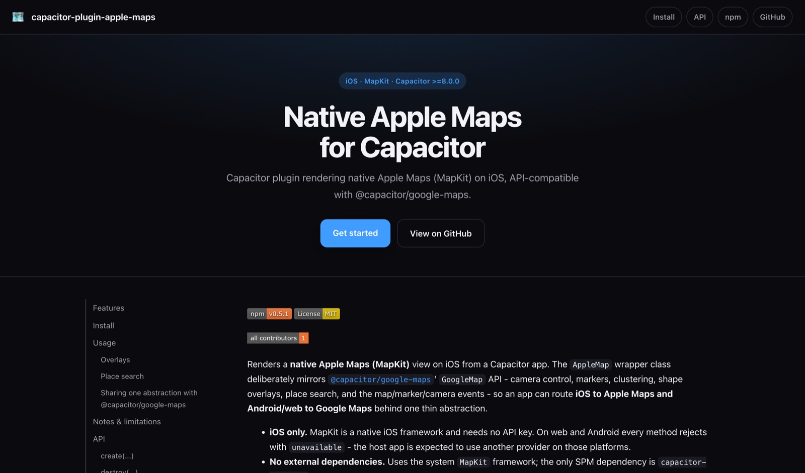 The open-source Apple Maps plugin project page.