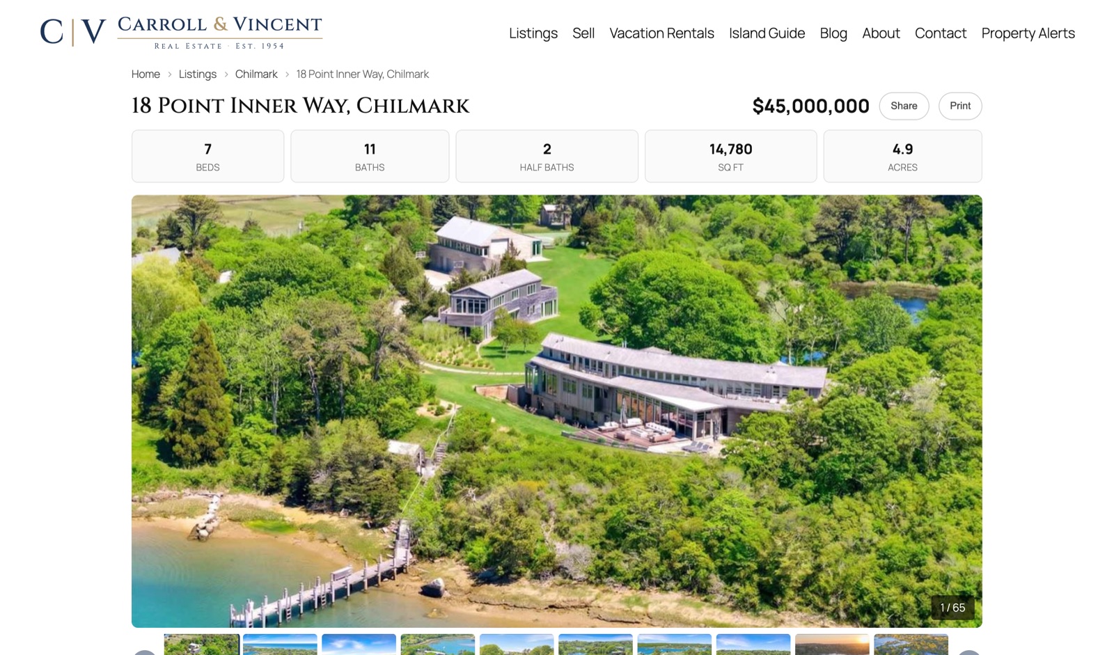 A single property page with a large photo gallery and key details.